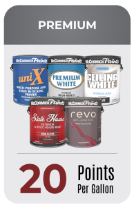 Painter Rewards Premium Tier State House Revo Uni-X Premium White and Ceiling White 20 Points Per Gallon